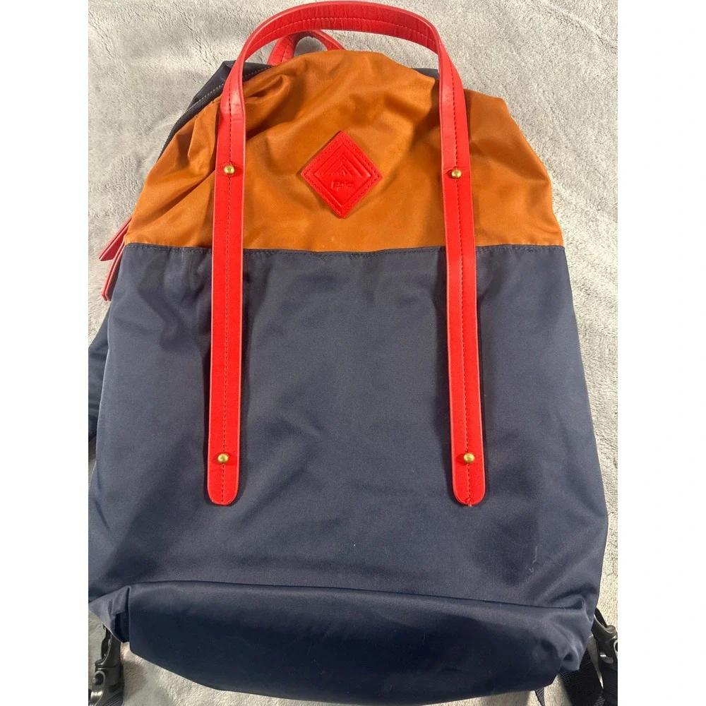 Epic Backpack Navy Blue Orange Colorblock Nylon Laptop Travel Bag Red Trim
